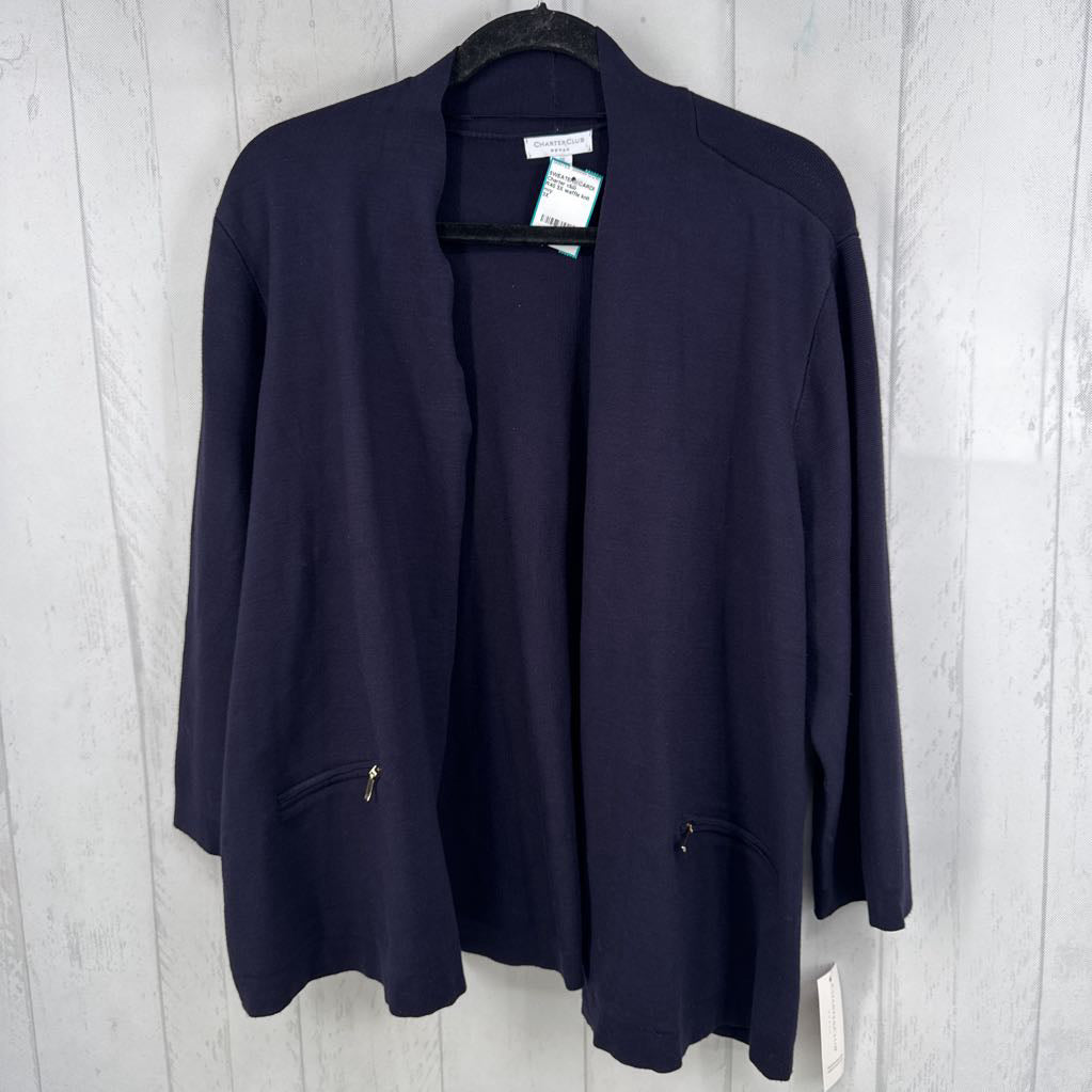 R40 3X waffle knit open front cardi