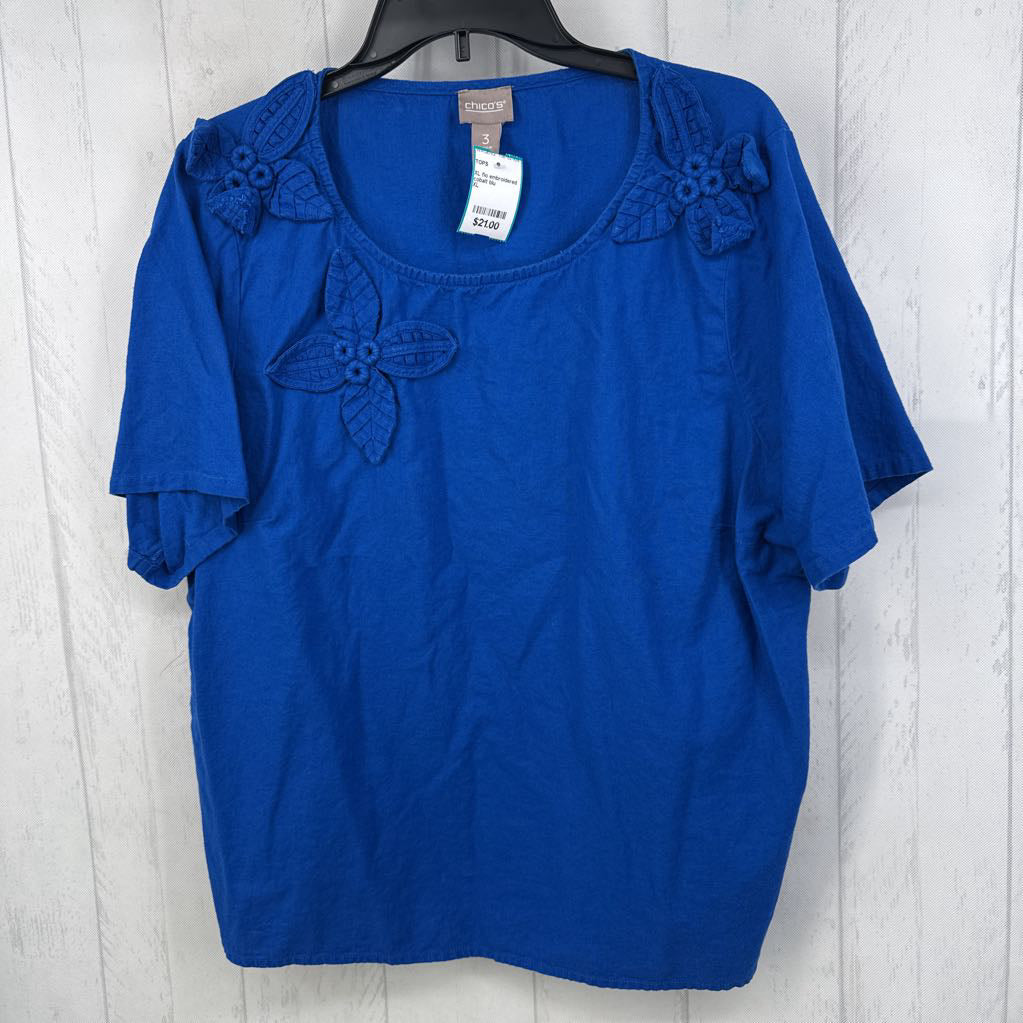 XL flo embroidered s/s top