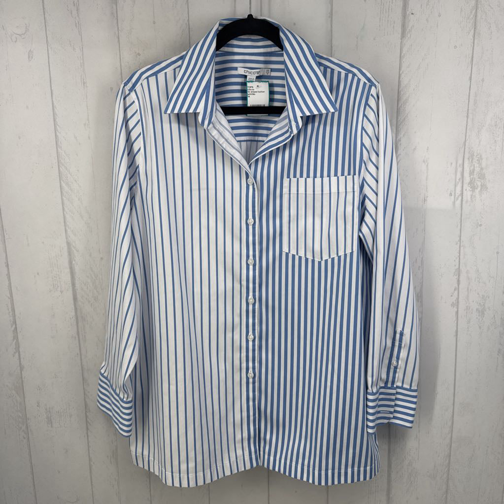 14 striped button down l/s top