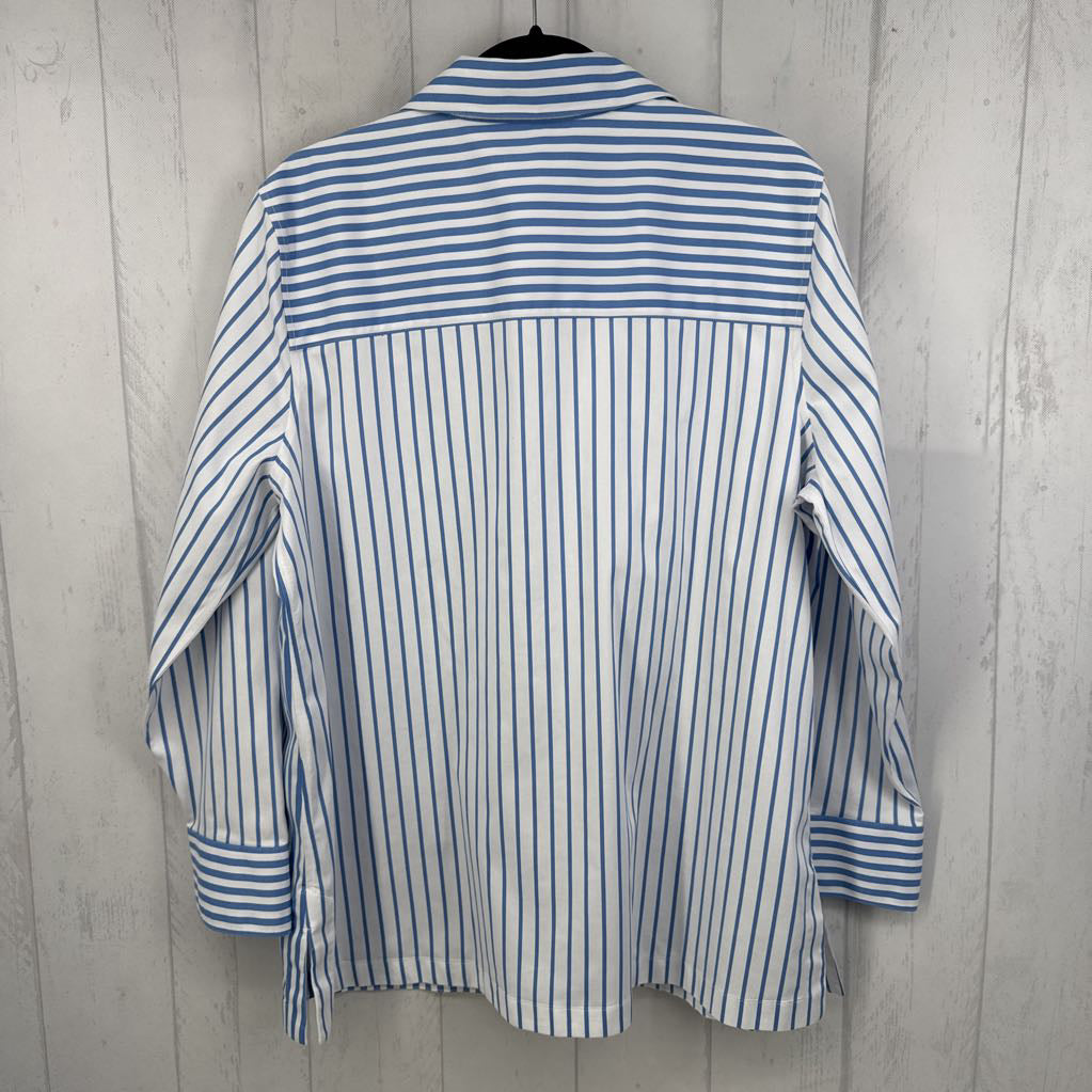 14 striped button down l/s top