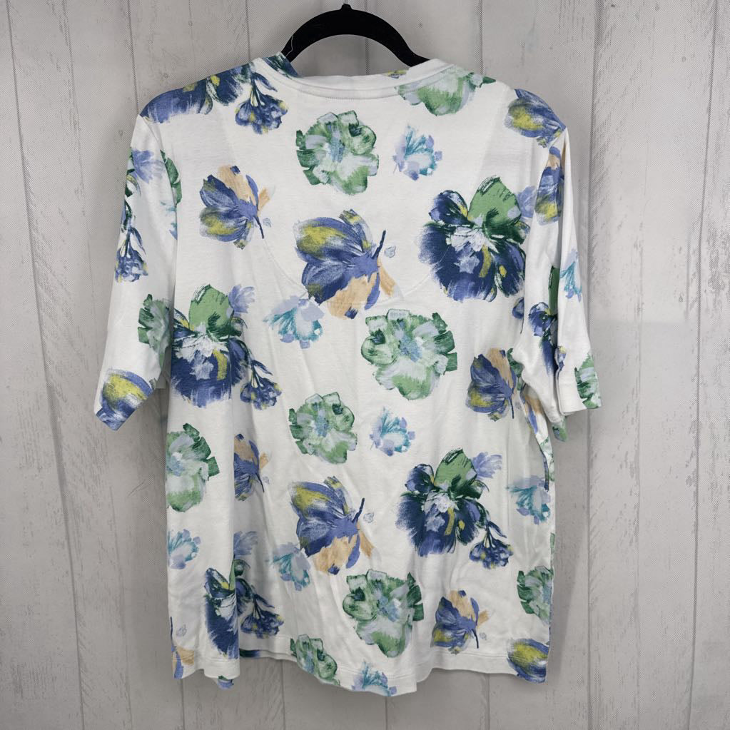 XL flo print v-neck s/s tee
