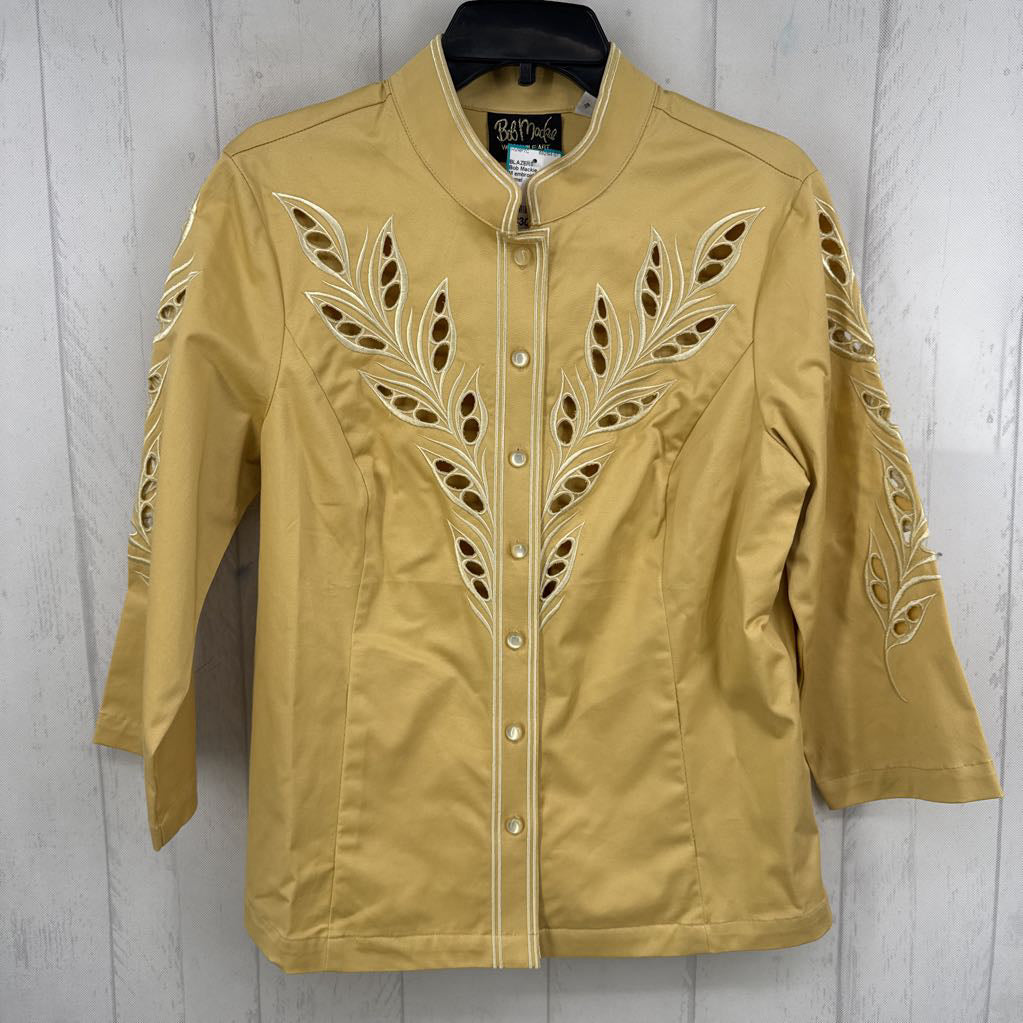 M embroidered button down jacket