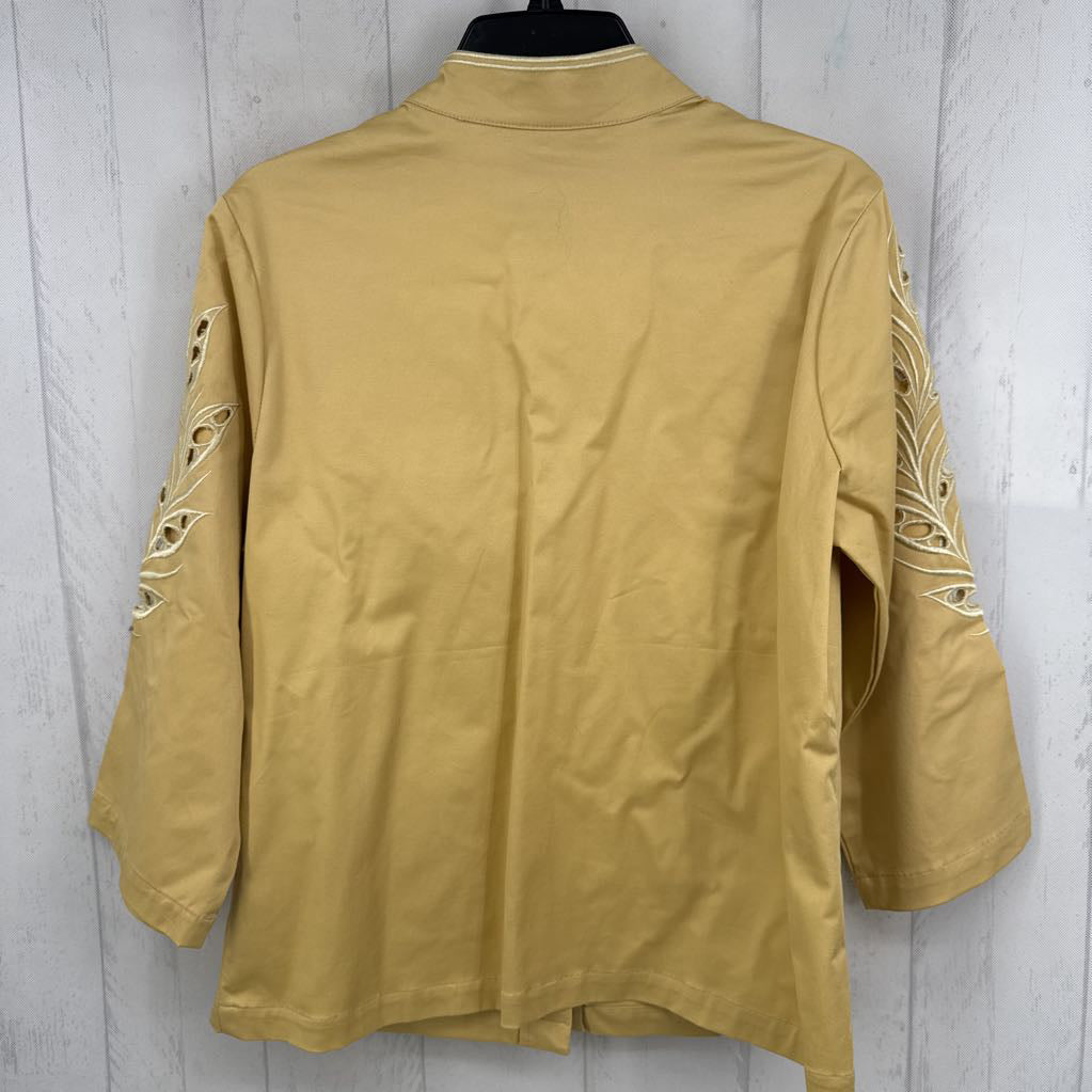 M embroidered button down jacket