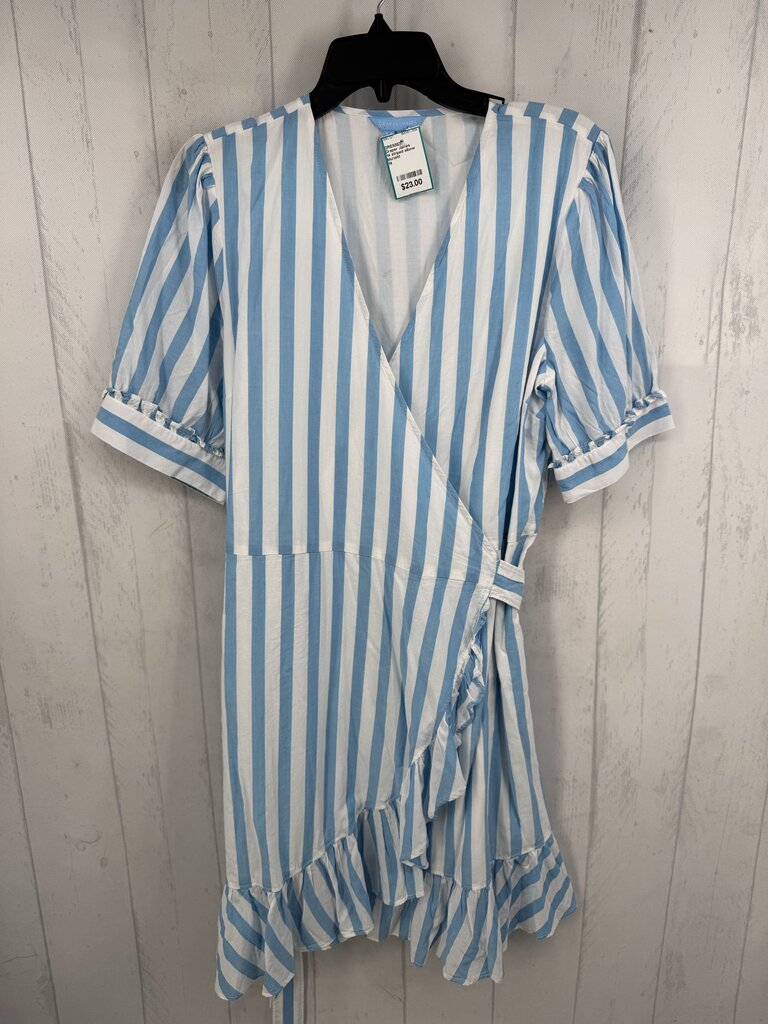 14 striped elbow slv wrapdress