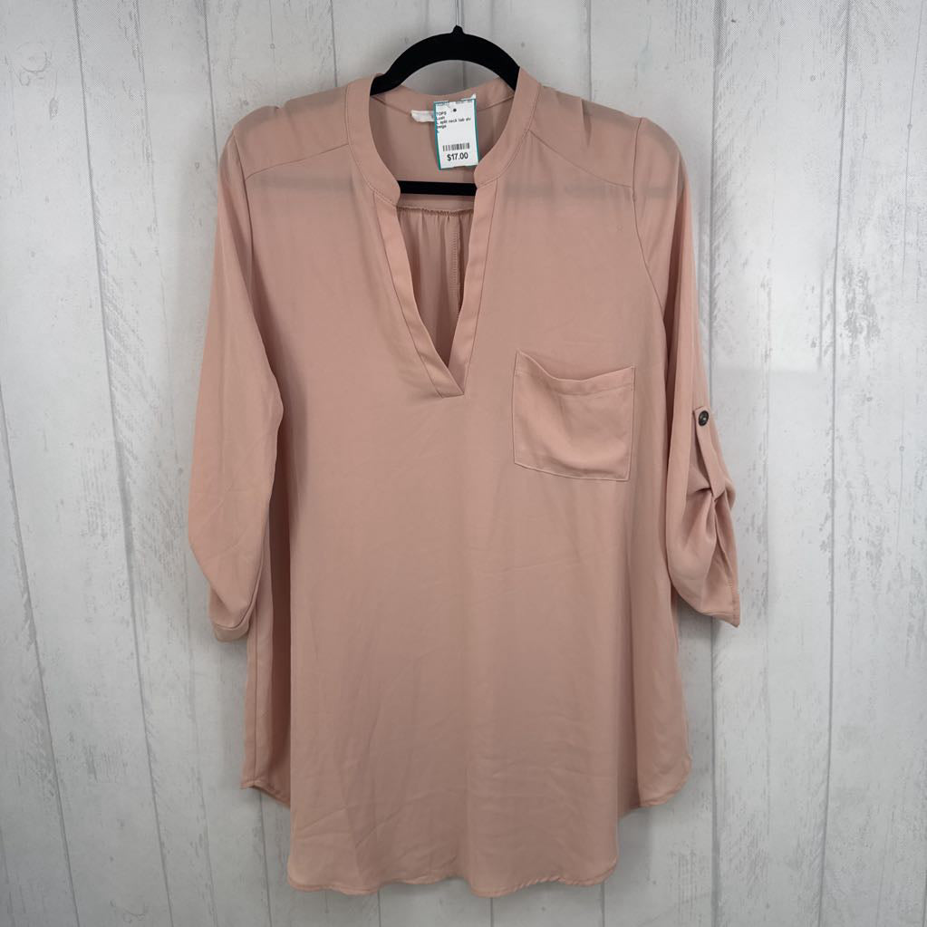 L split neck tab slv top