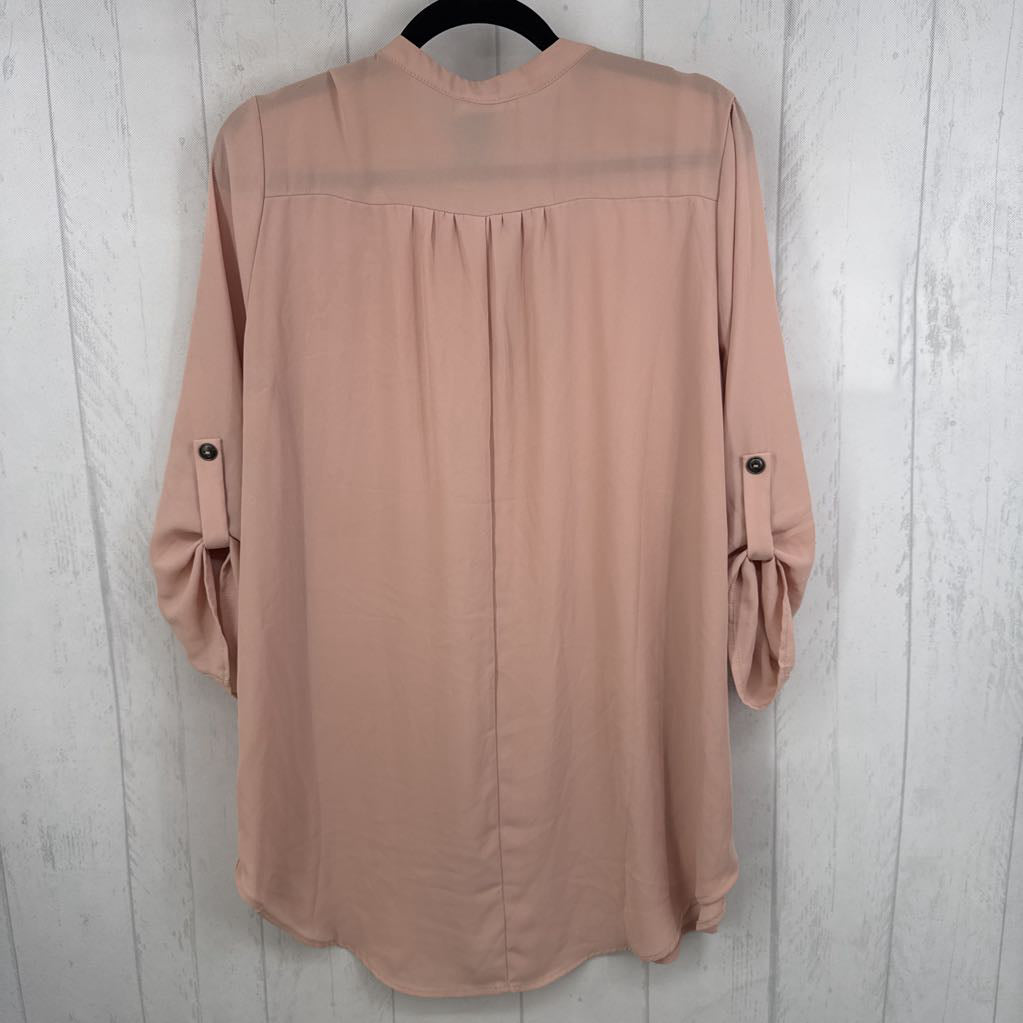 L split neck tab slv top