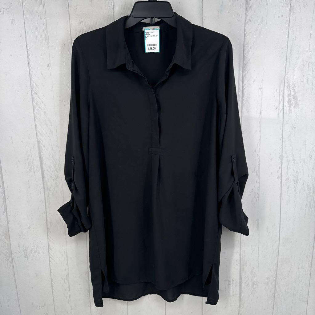 L split neck tab slv top
