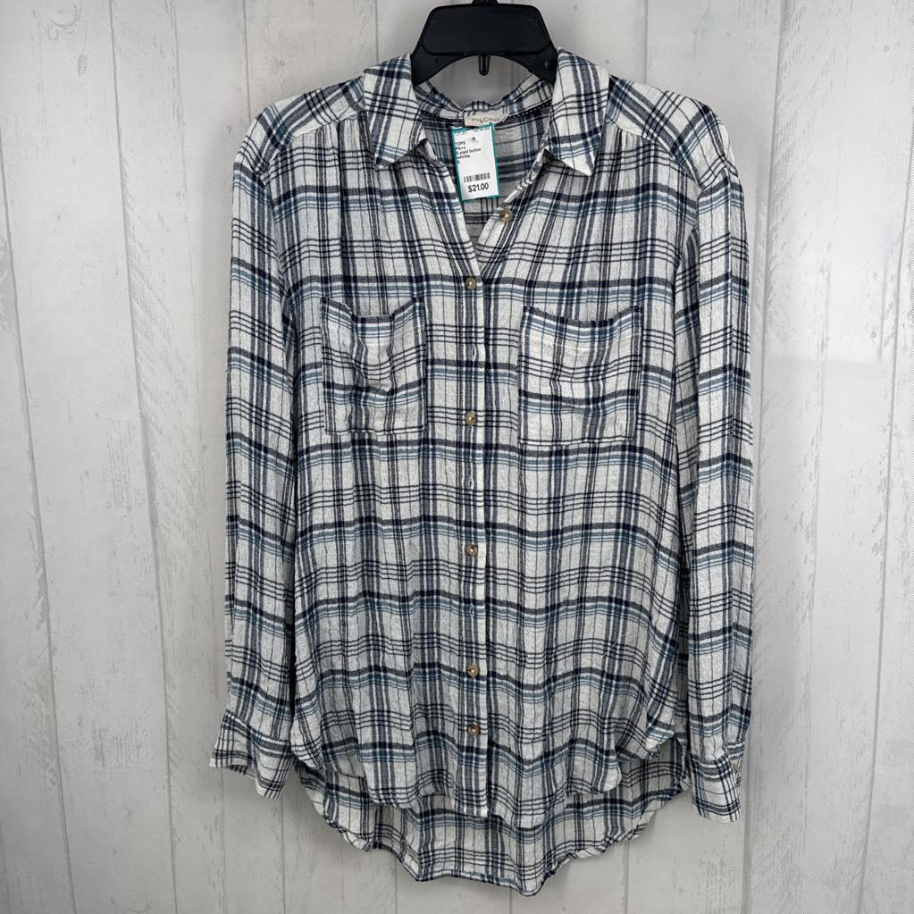 S plaid button down l/s top