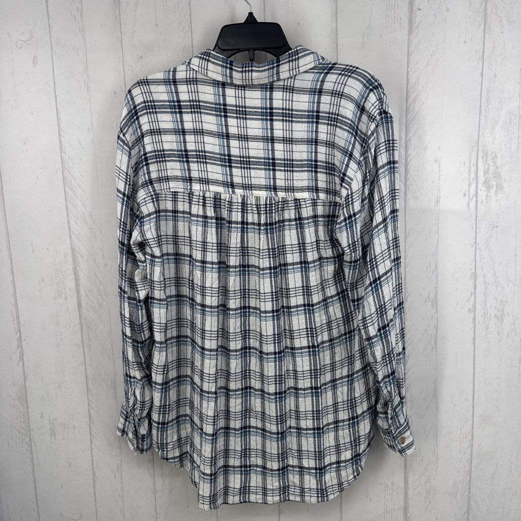 S plaid button down l/s top