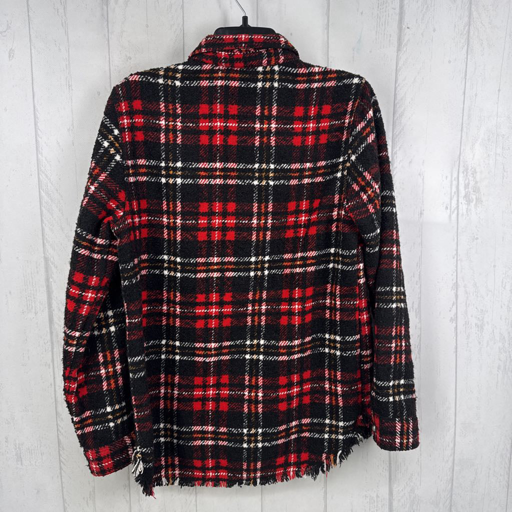 S plaid zip-up jacket