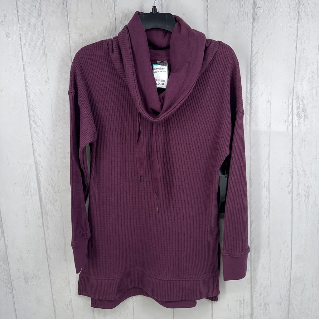 S waffle knit cowl neck l/s pullover