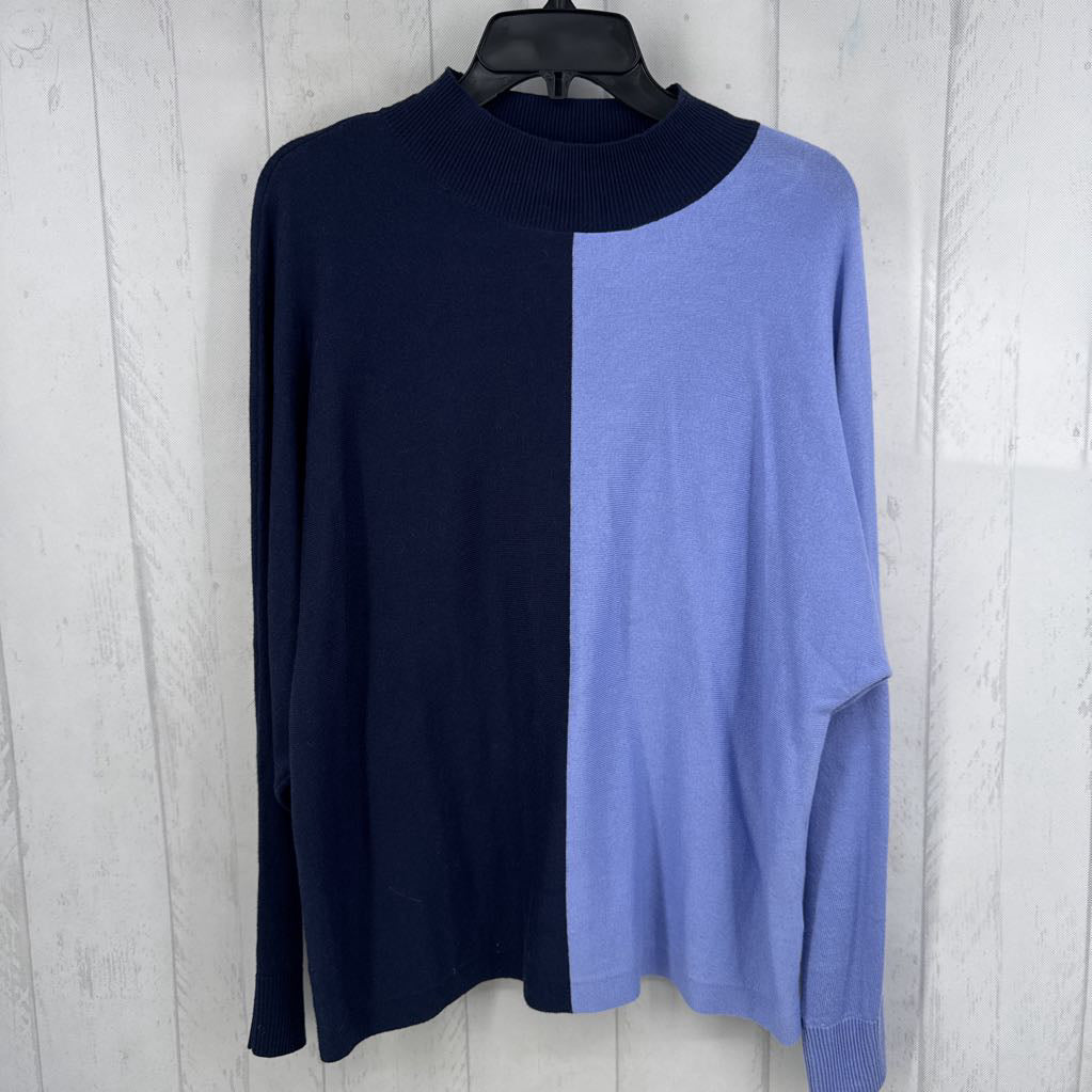 S mock neck colorblock sweater