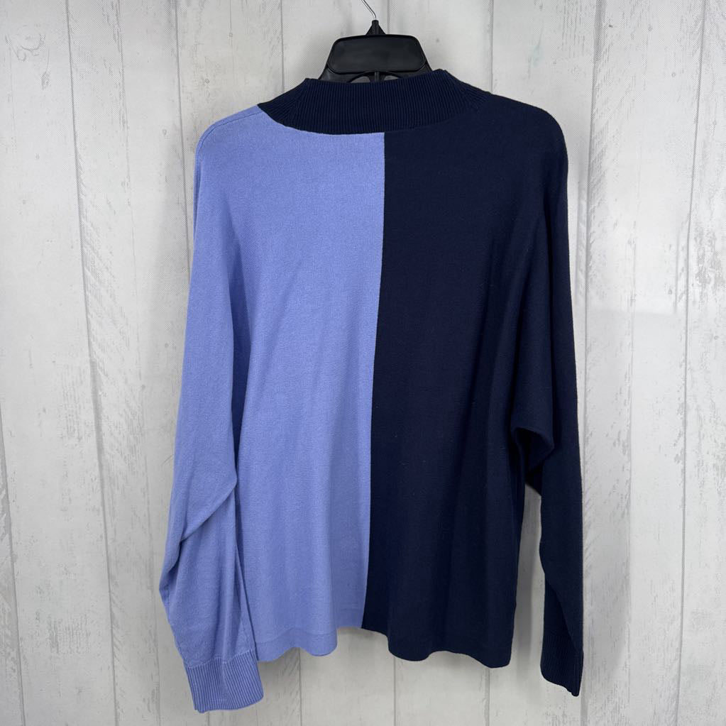 S mock neck colorblock sweater