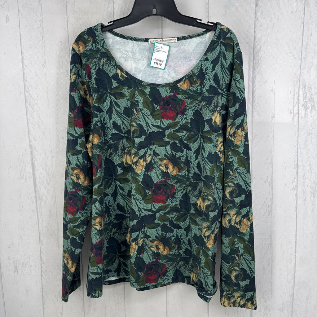 XL flo print round neck l/s tee