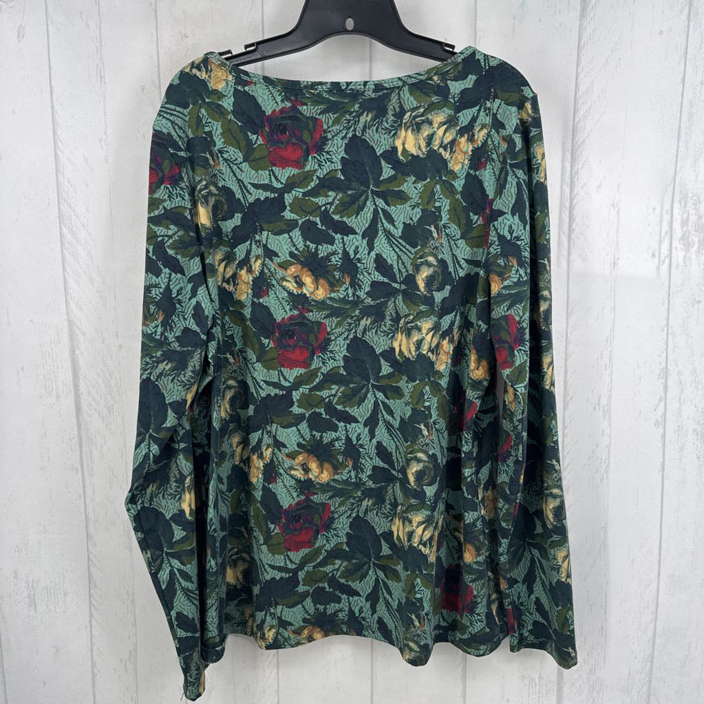 XL flo print round neck l/s tee
