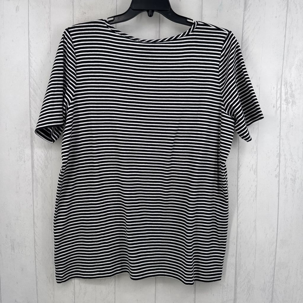 R40 2X striped split neck s/s tee