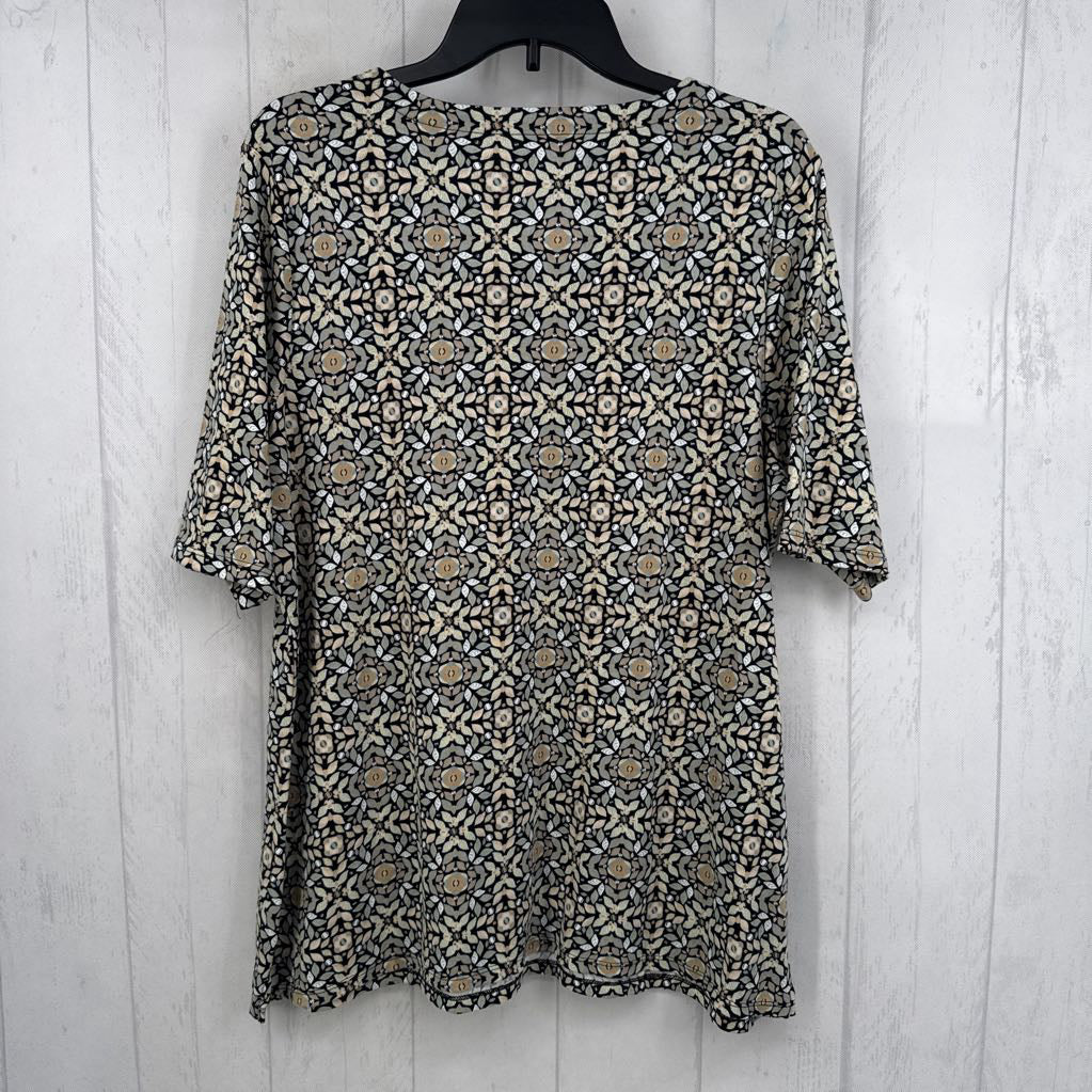 XXL printed split neck s/s tee