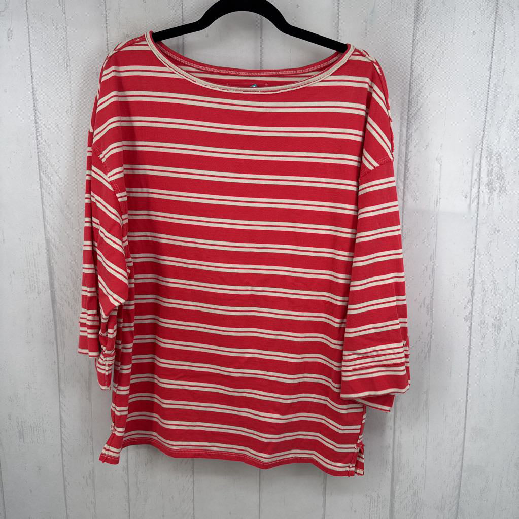 S striped 3/4 slv tee