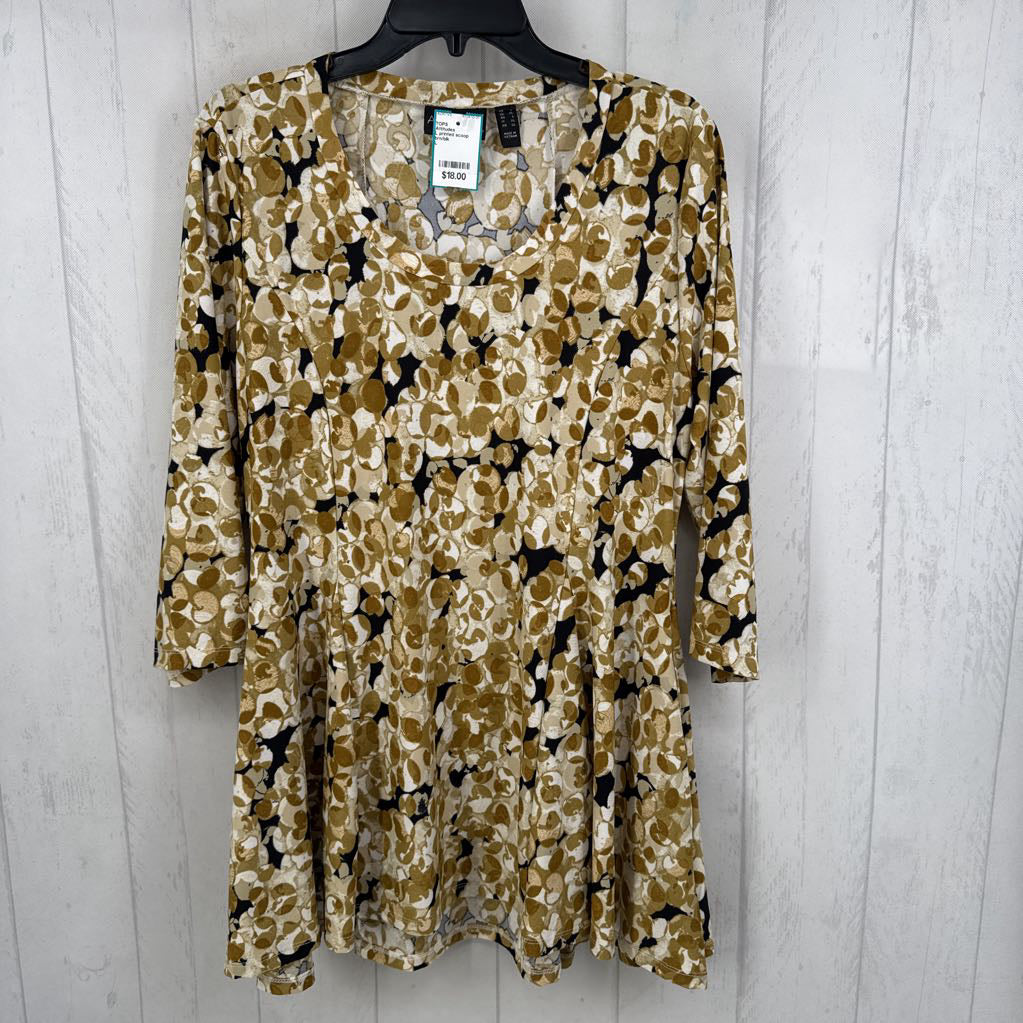 L printed scoop neck 3/4 slv tunic