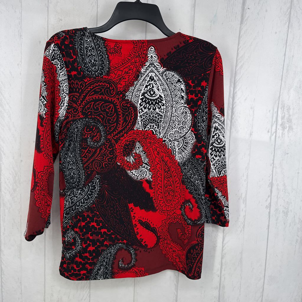 S paisley print round neck l/s top