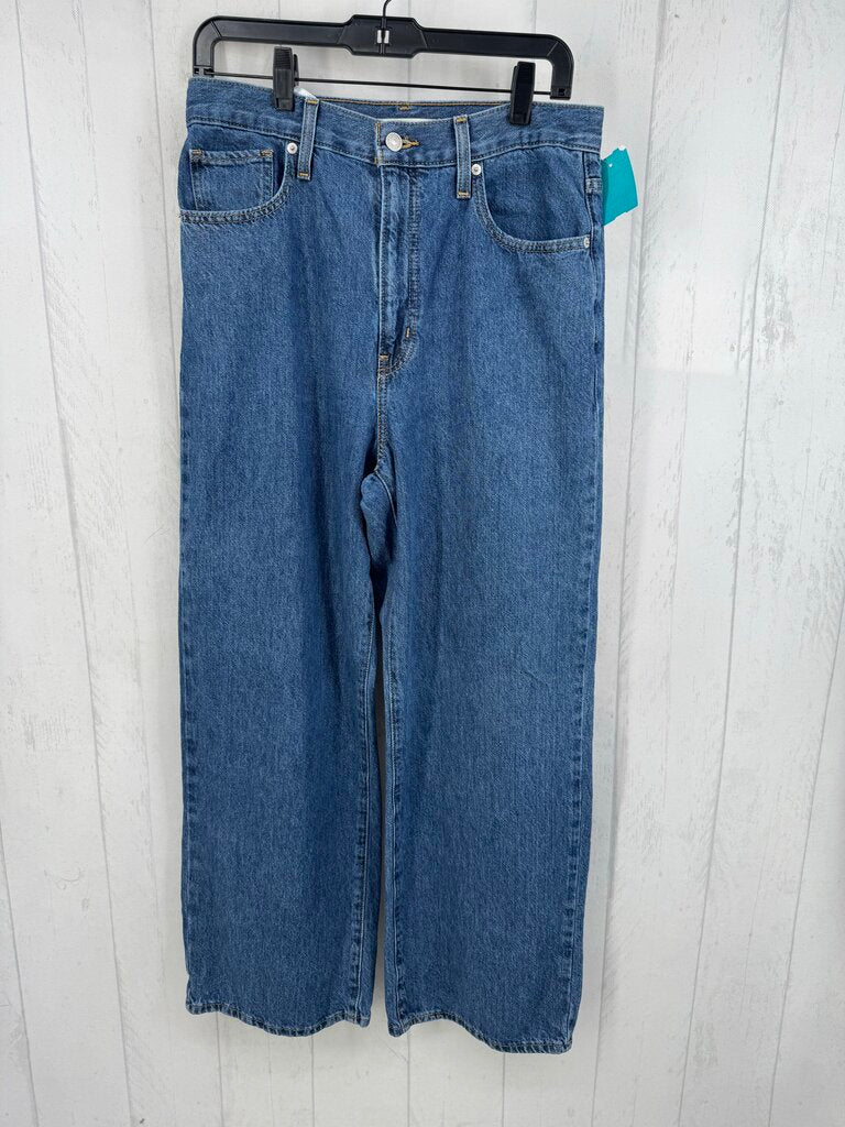 30 dark wash hi-rise straight leg jean