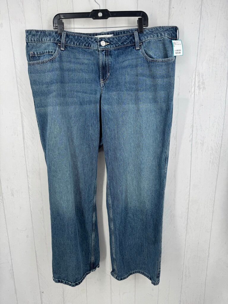 35L dark wash low rise baggy jeans