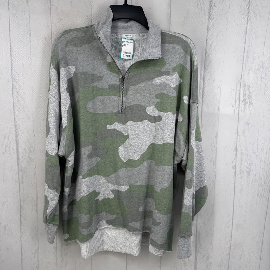M camo print quarter zip pullover