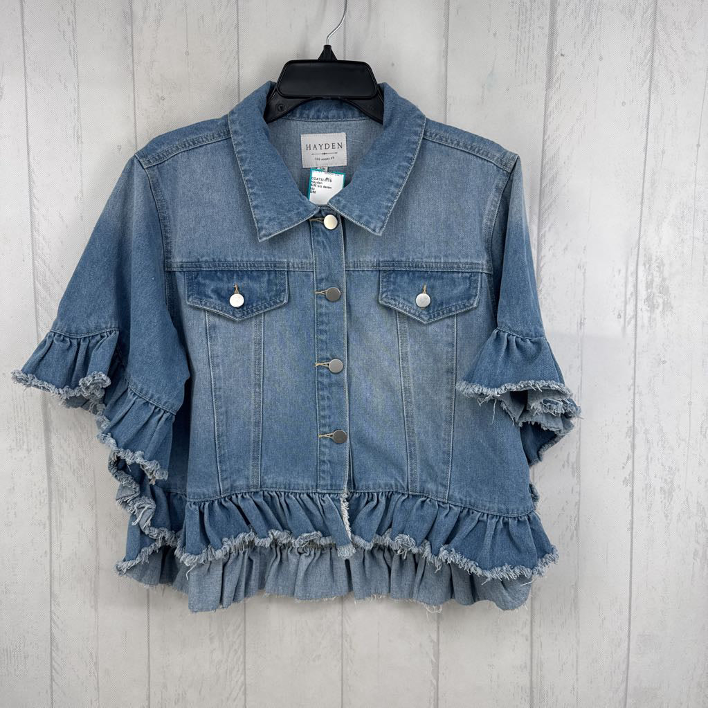 S/M s/s denim peplum jacket