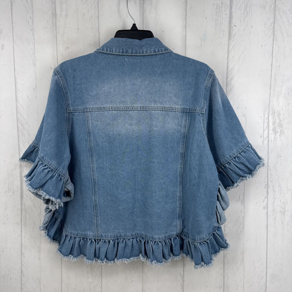 S/M s/s denim peplum jacket
