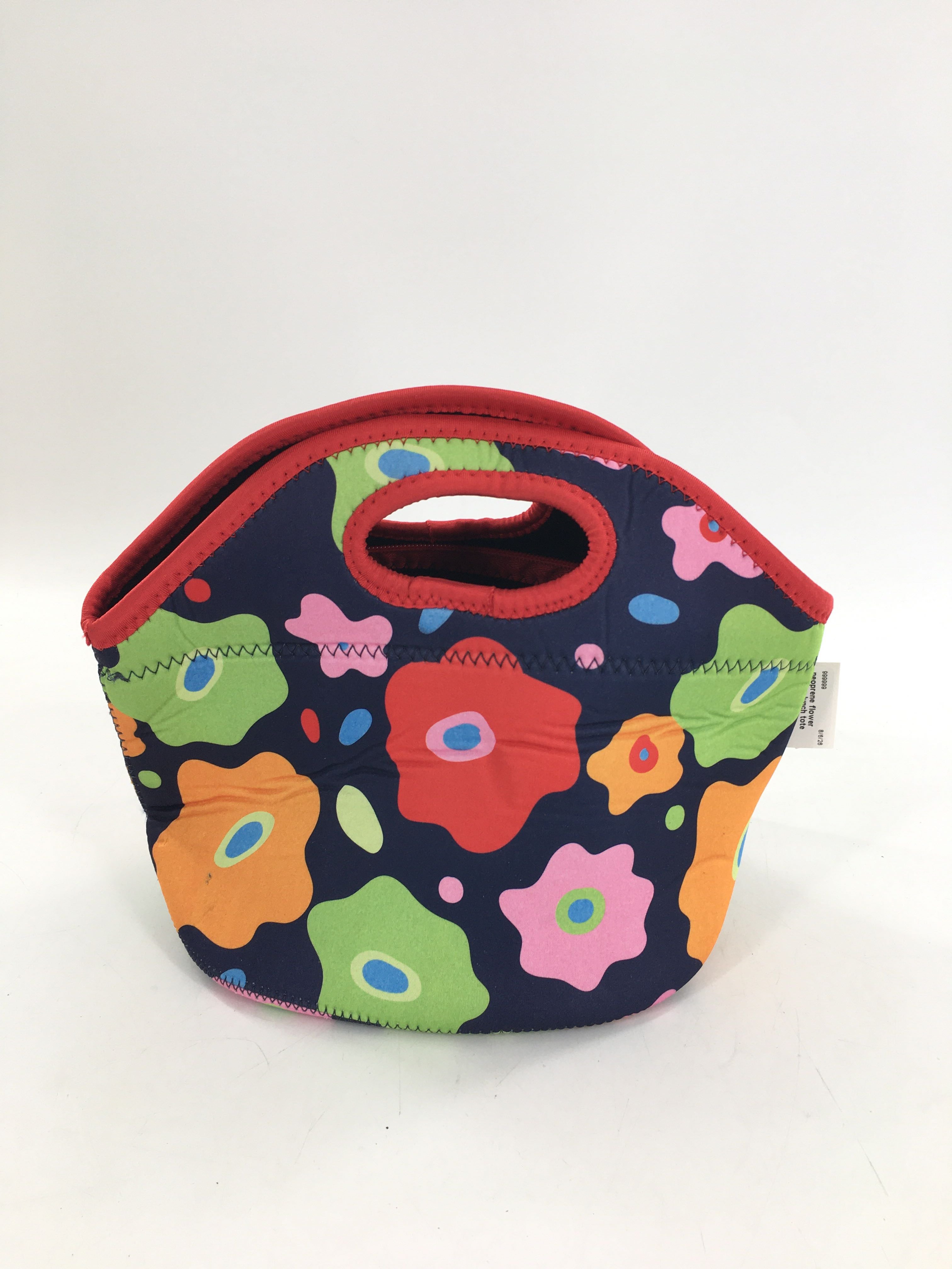 neoprene flower patten lunch tote