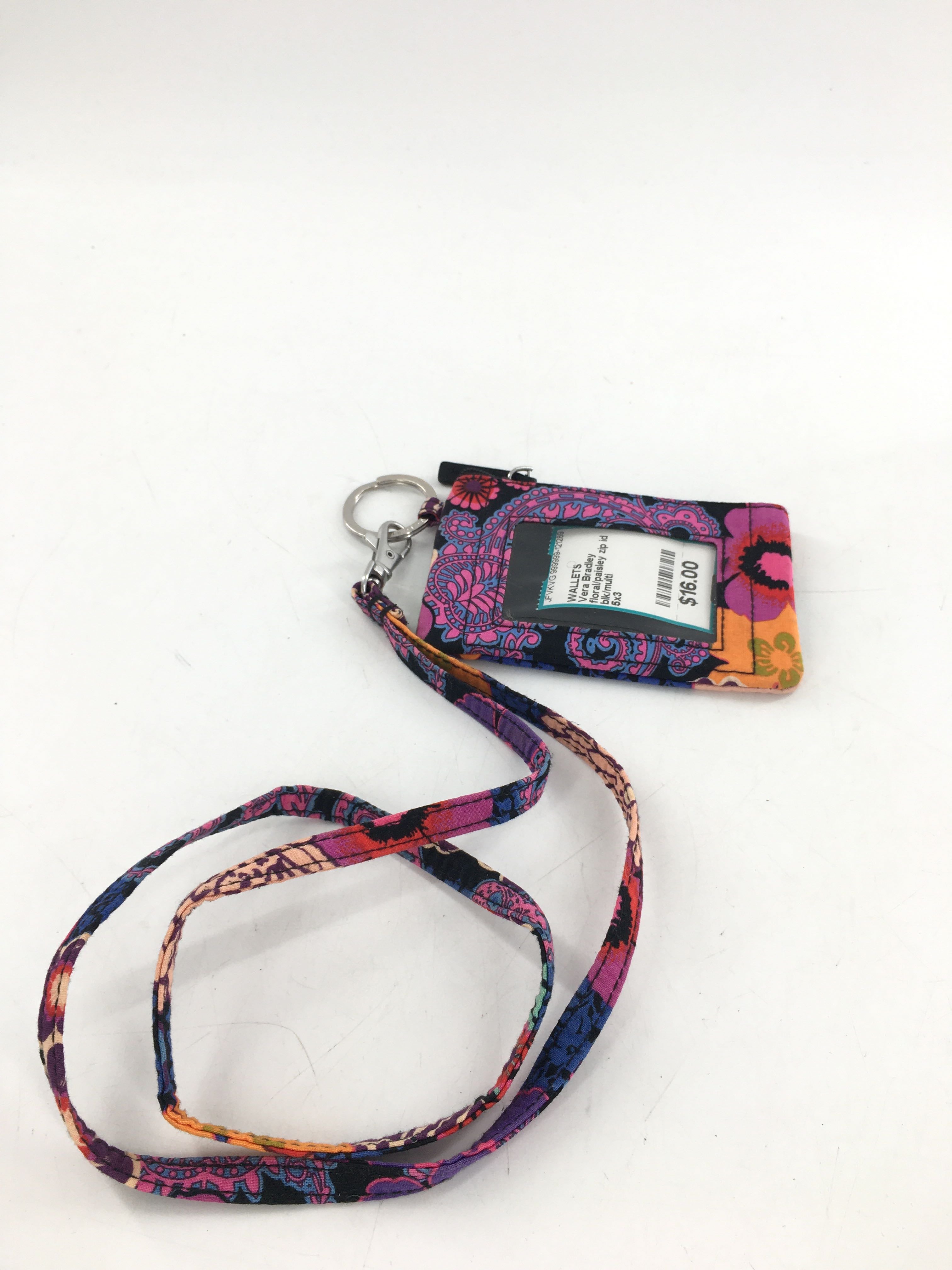 floral/paisley zip id case w/ lanyard
