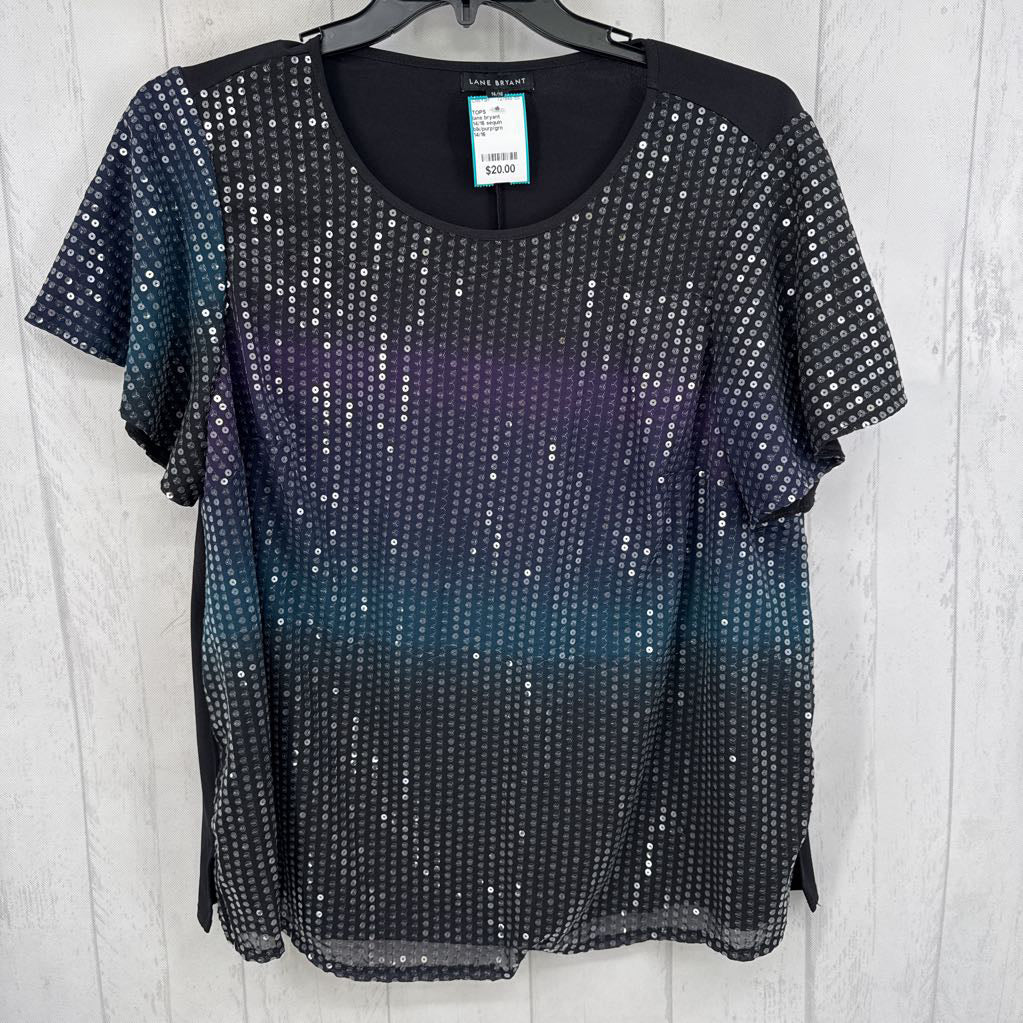 14/16 sequin embelished ombre s/s top