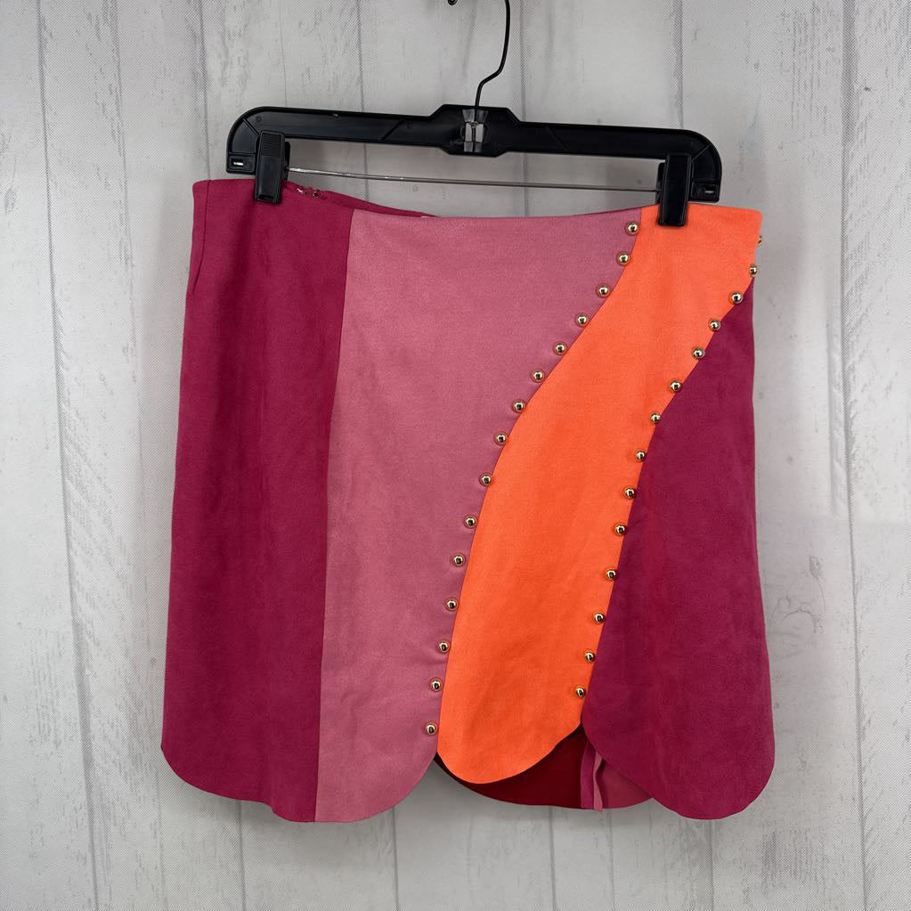 XL 2pc colorful studded skirt set