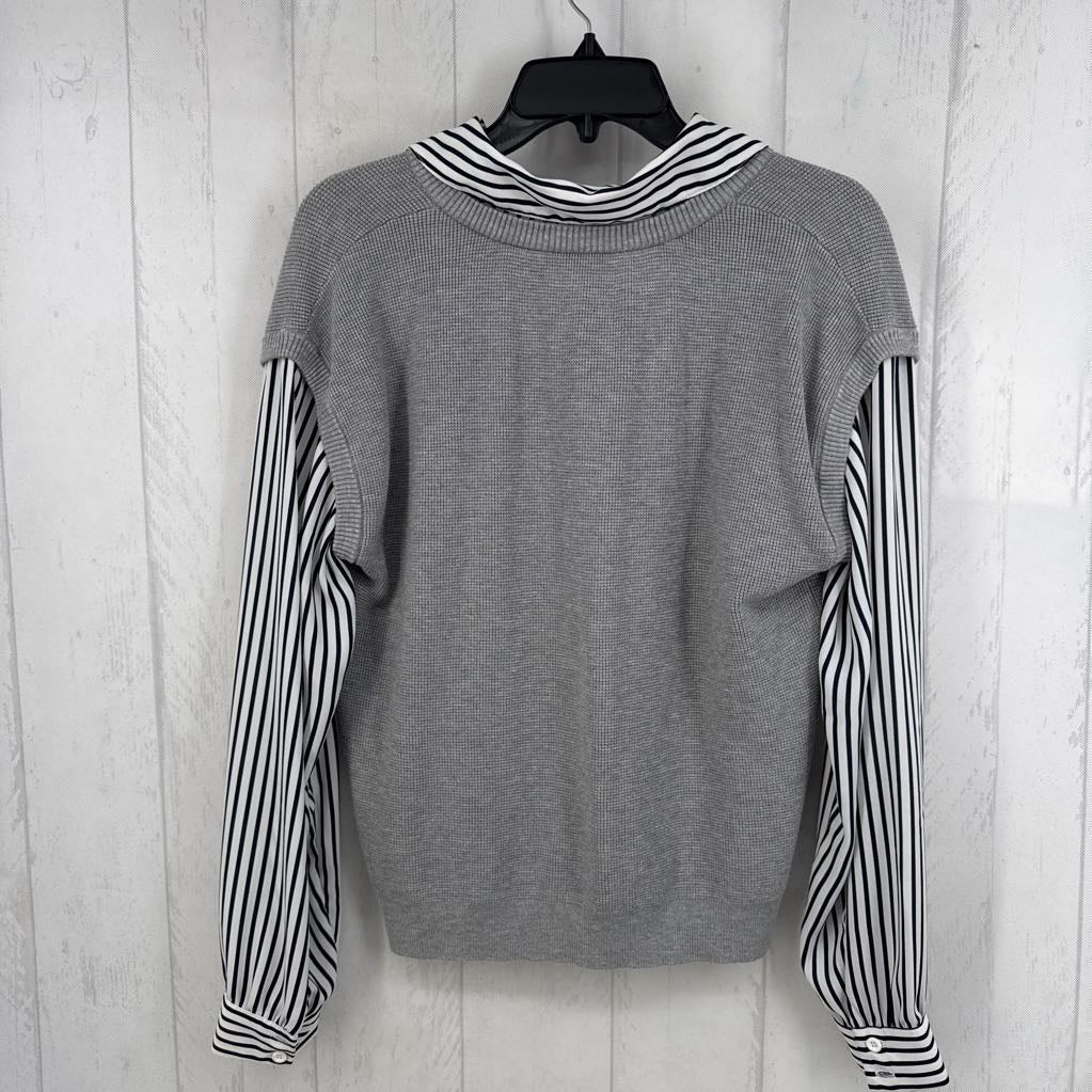 M striped layered l/s top
