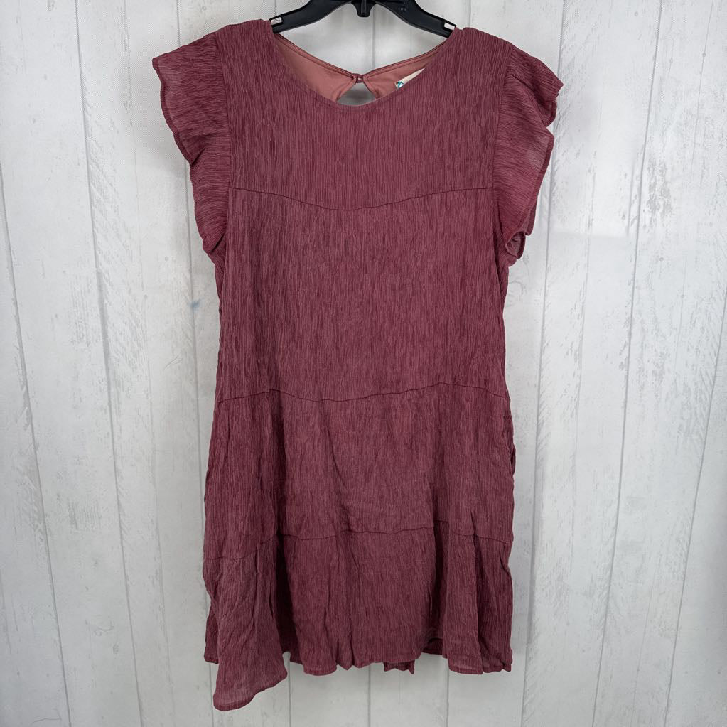 L textured flutter slv dress