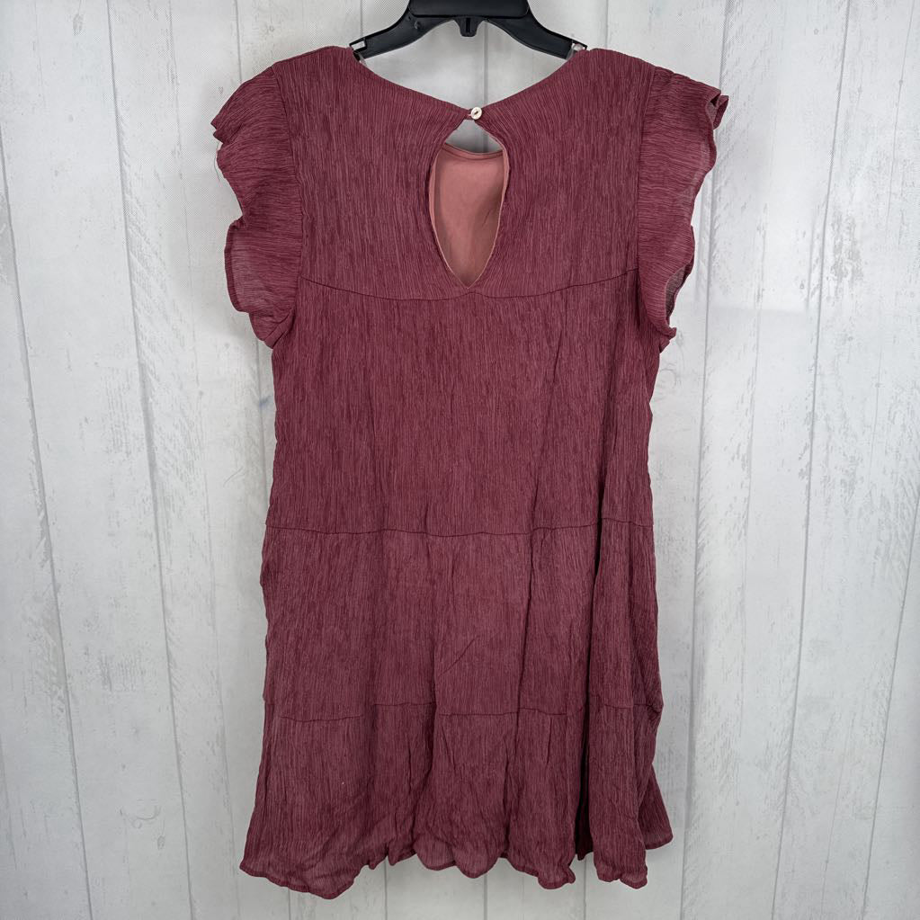 L textured flutter slv dress