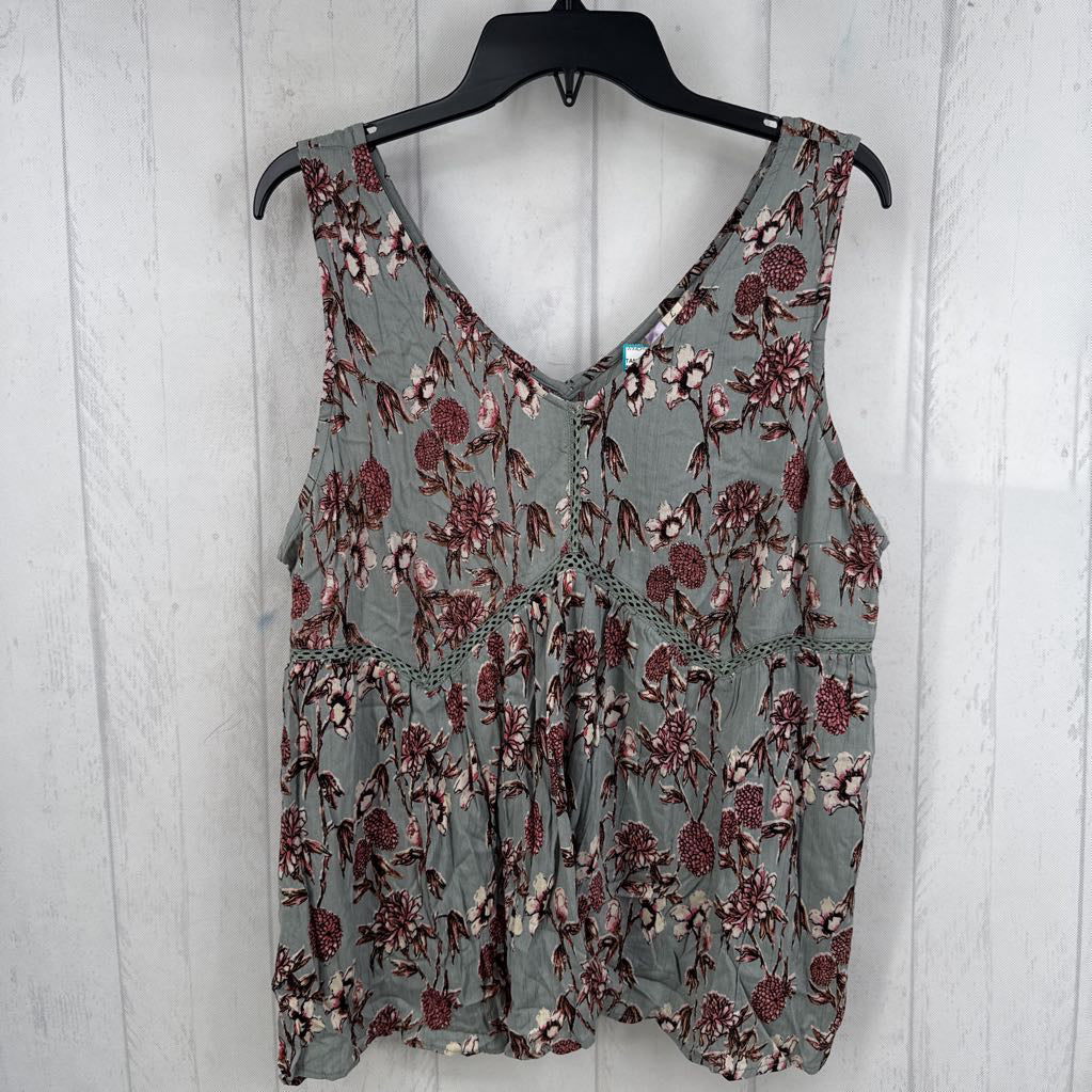R34 L flo print peplum tank