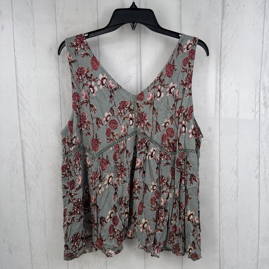 R34 L flo print peplum tank
