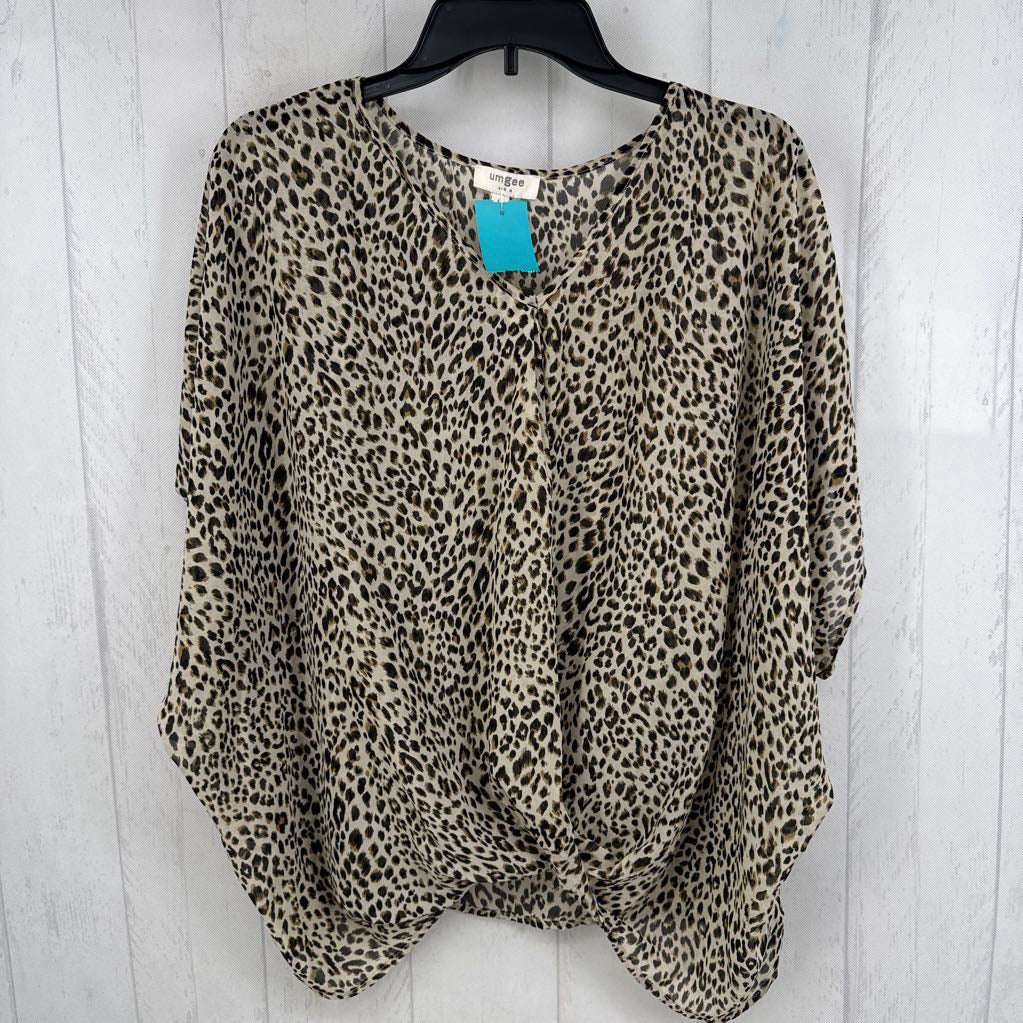 L animal print v-neck s/s top
