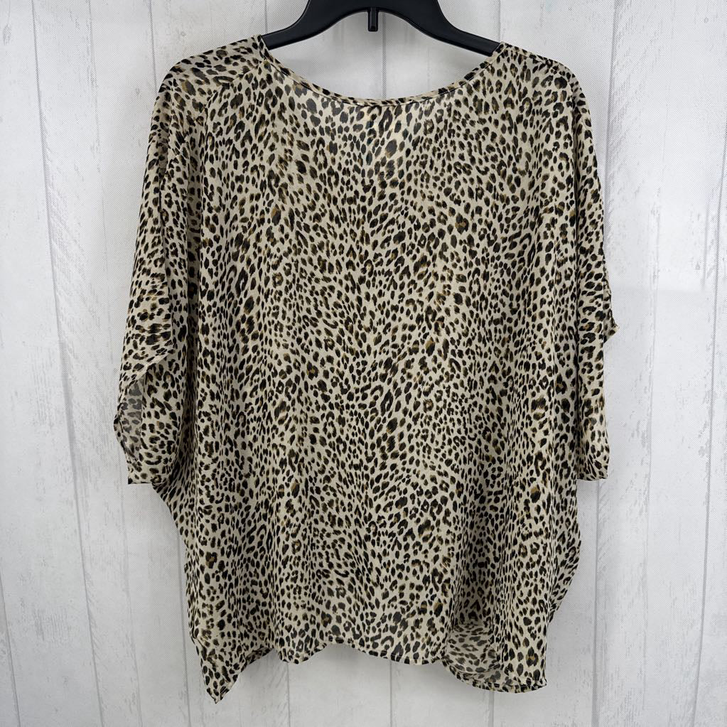 L animal print v-neck s/s top