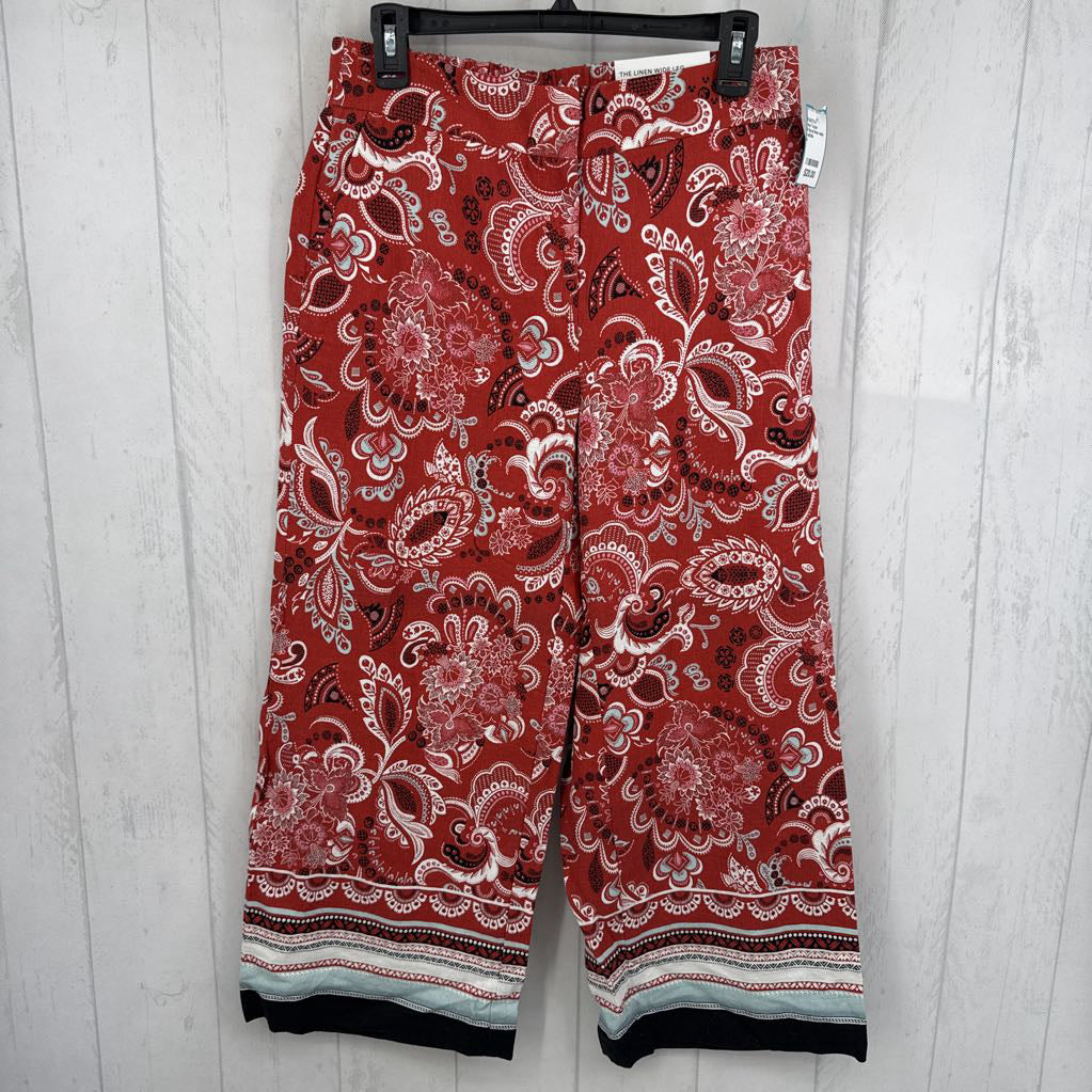 6 floral linen wide leg pant