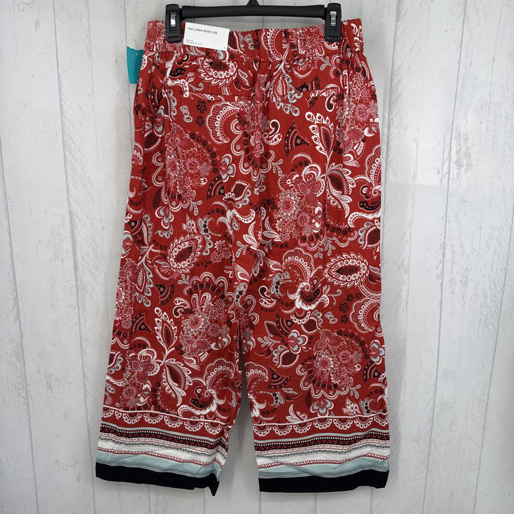 6 floral linen wide leg pant