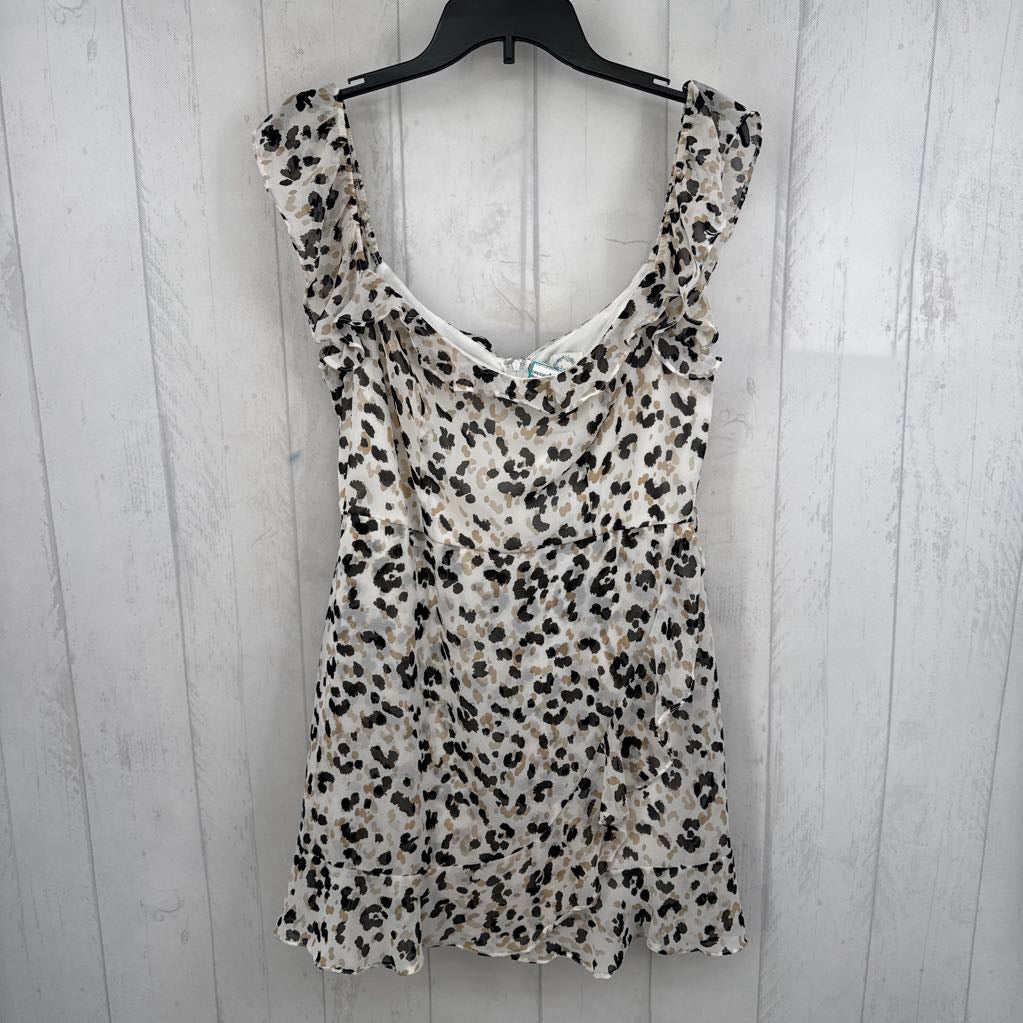 XL animal print ruffled slvls dress
