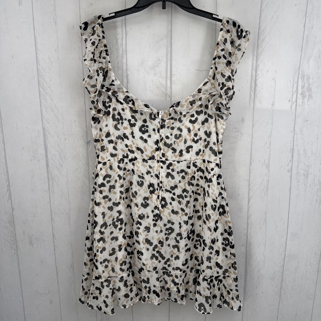 XL animal print ruffled slvls dress