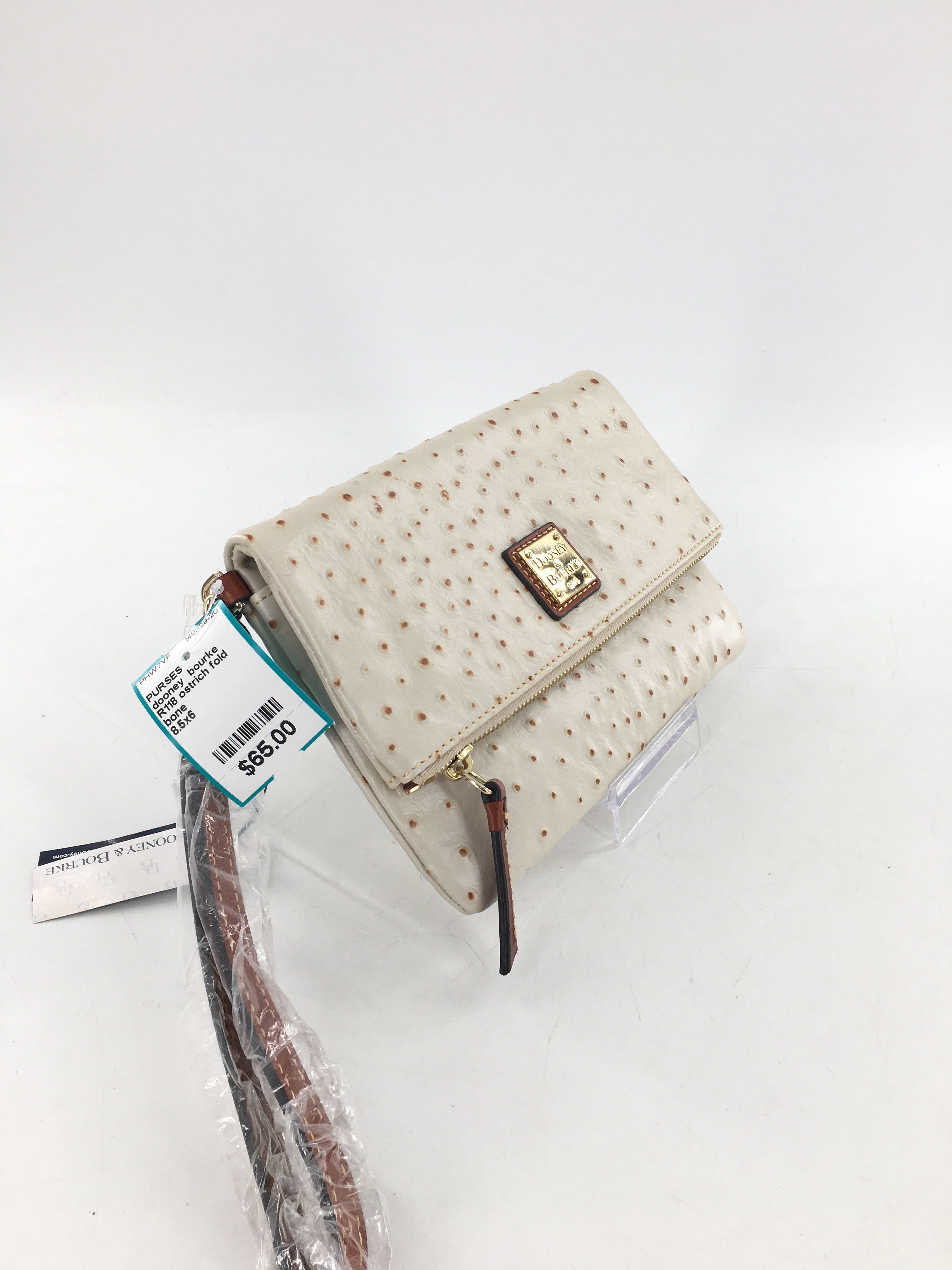 R118 ostrich fold over clutch wallet