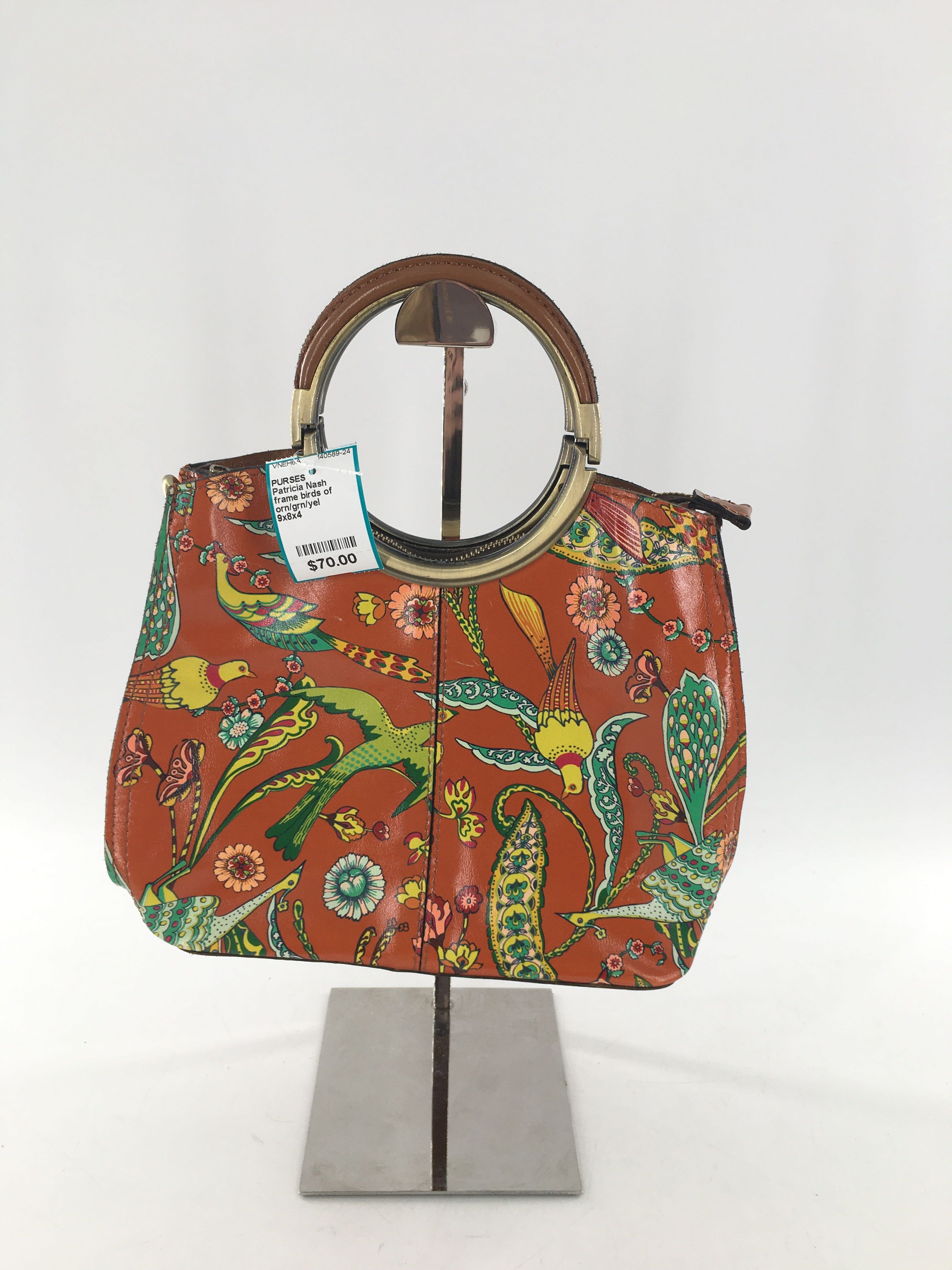frame birds of paradise print circular handle satchel
