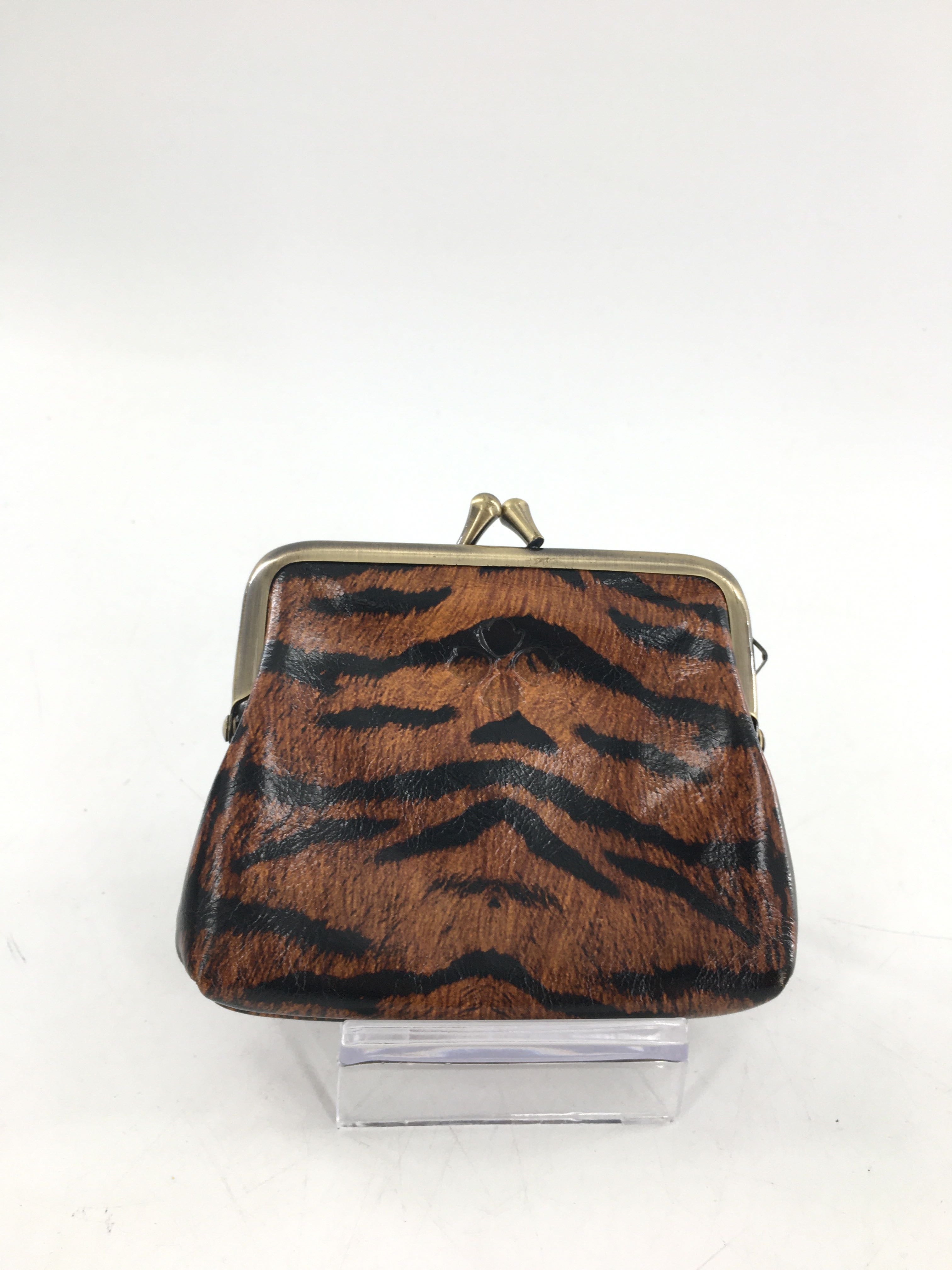 tiger print kiss lock coin purse