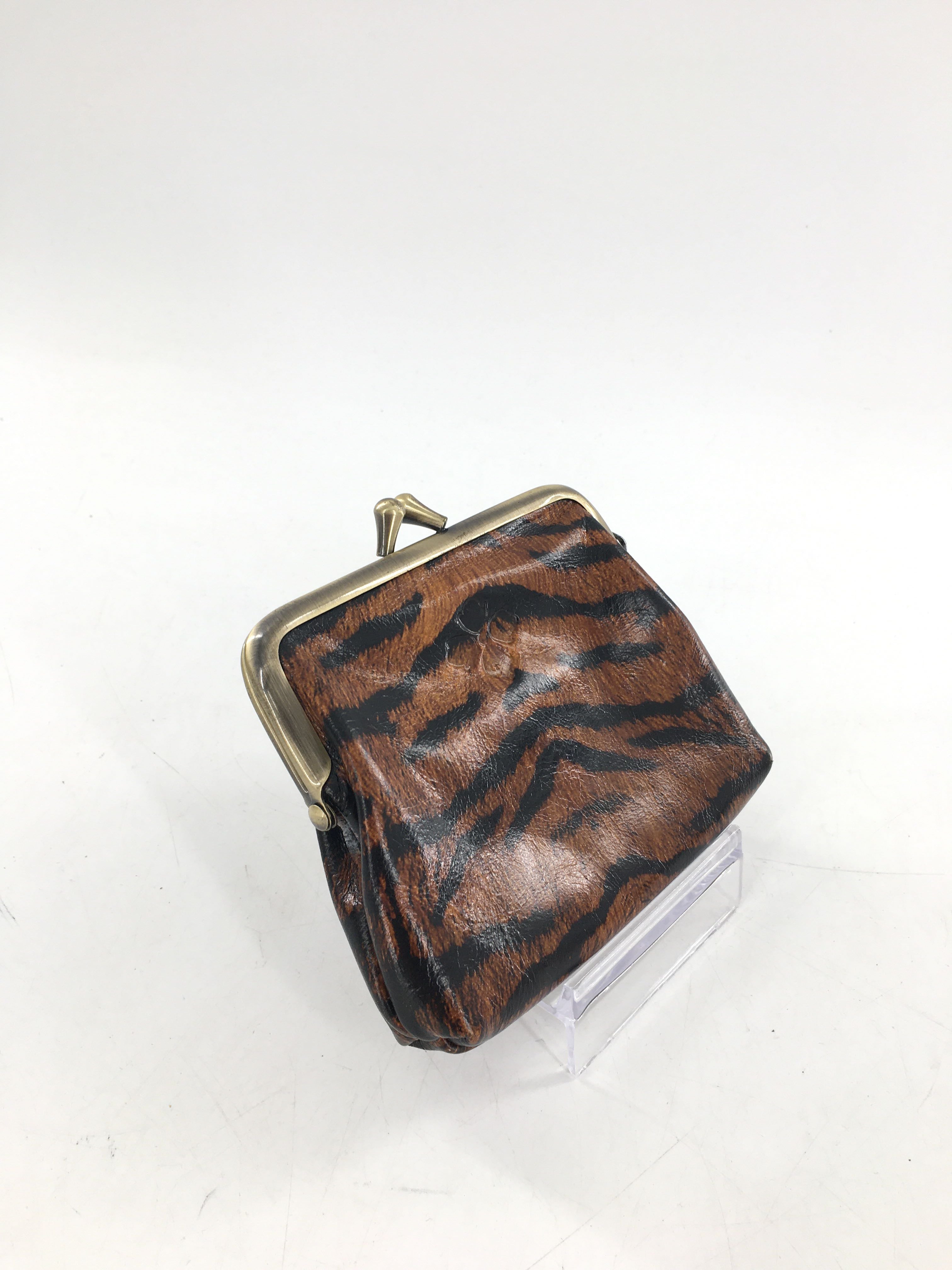 tiger print kiss lock coin purse