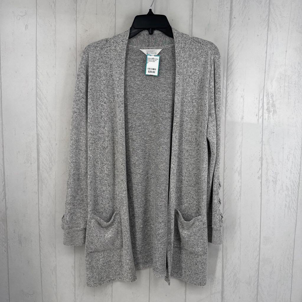 S marled open front cardi