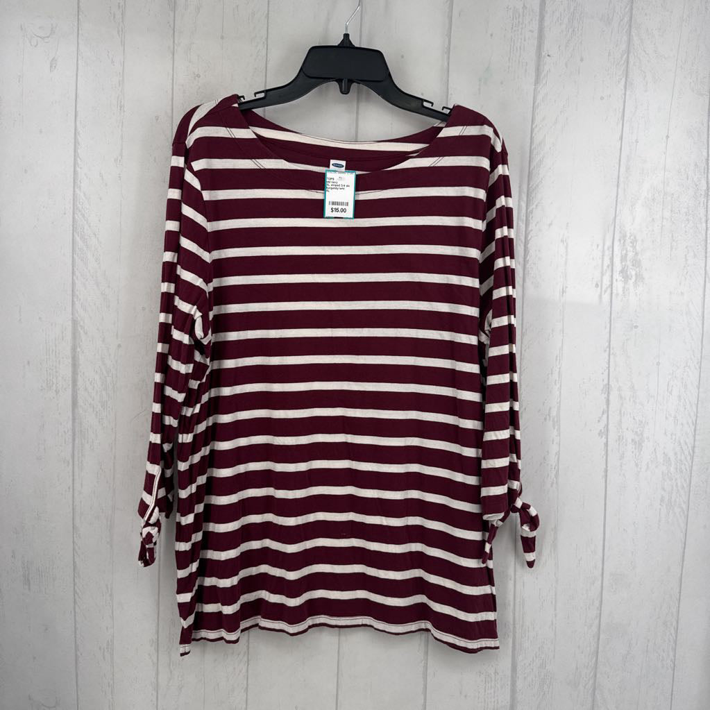 XL striped 3/4 slv tee